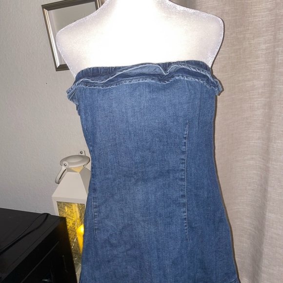Original Vintage Y2K Juicy Couture strapless denim dress - Picture 2 of 8